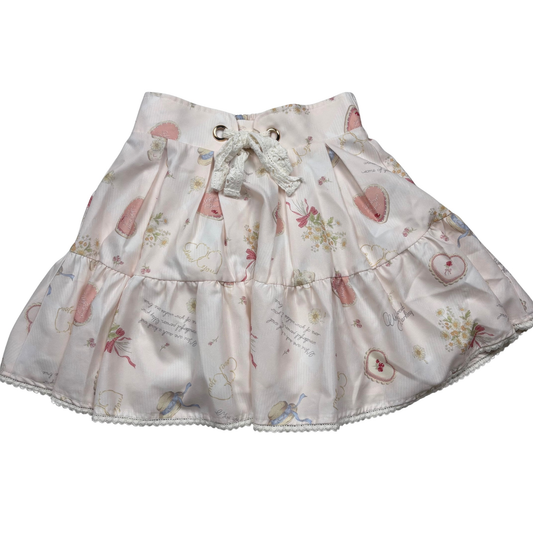 Japanese Brand Liz Lisa Valentines Day Cookie Print Skirt in Pink