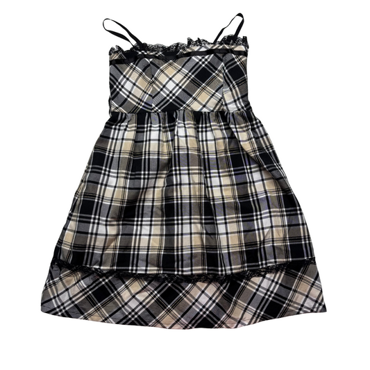 Japanese Brand 'PinkMix' Plaid Black, White, Cream Dress [Secondhand]