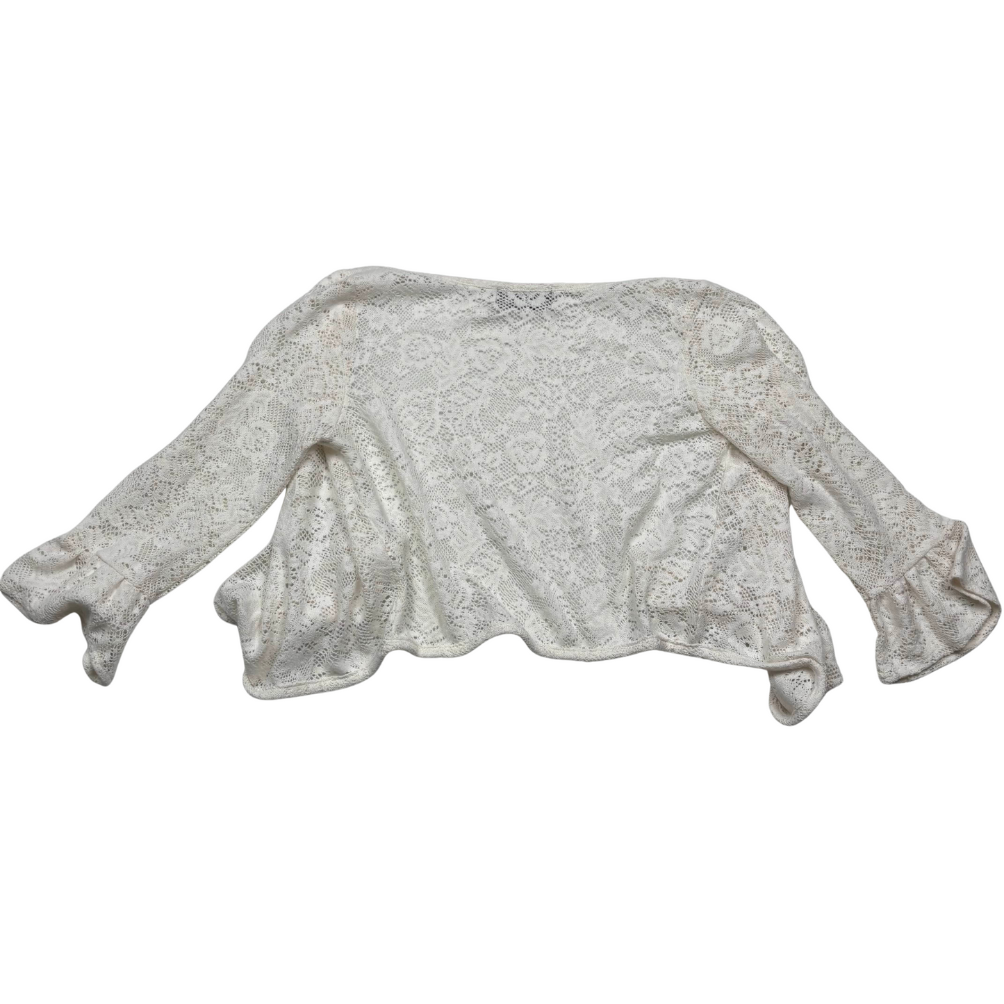 Japanese Brand Cecil McBee Off-White Lace Crop Tie Cardigan