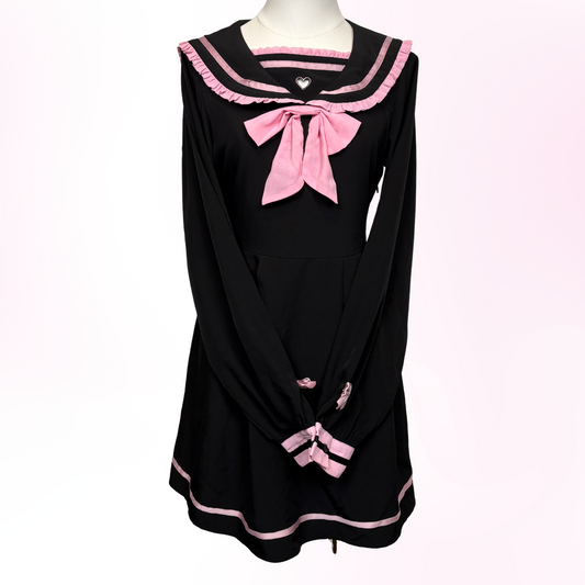 Japanese Brand 'ililil' Black and Pink Sailor Style Dress [Secondhand]