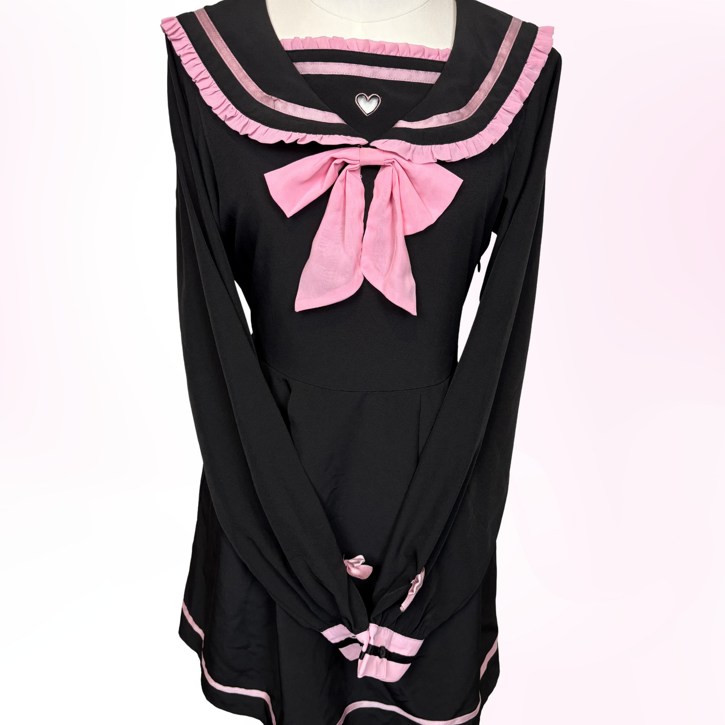 Japanese Brand 'ililil' Black and Pink Sailor Style Dress [Secondhand]