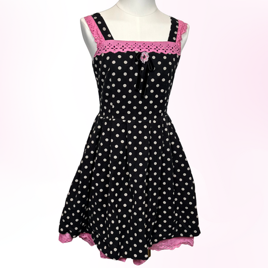 Japanese Brand 'Milk' Black & White Polka Dot Dress JSK [Secondhand]