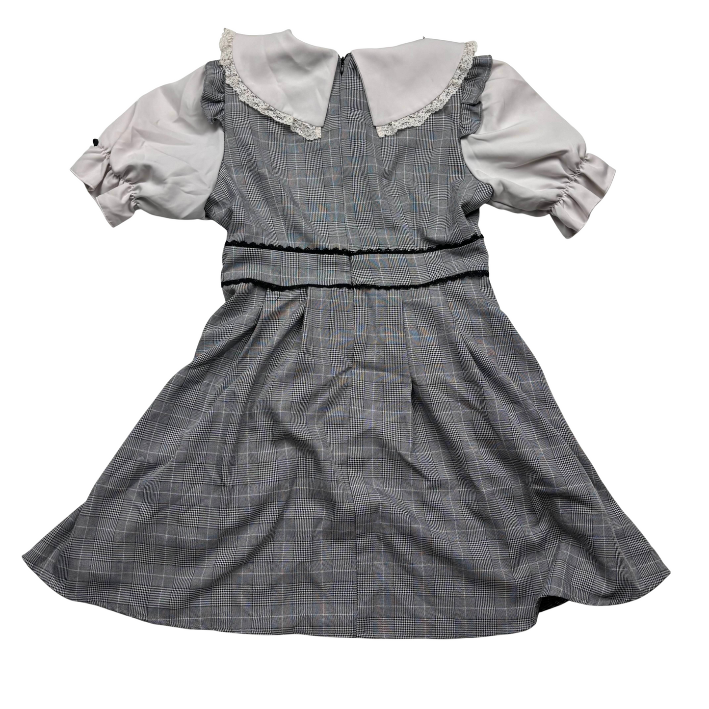 Japanese Brand Dear My Love Grey Check Ruffle Collar Dress