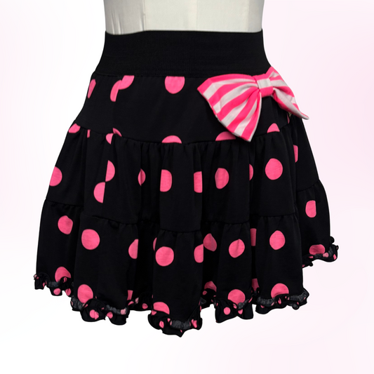 Japanese Brand 'JENNI' Black &amp; Pink Polka Dot Bow Skirt [Secondhand]