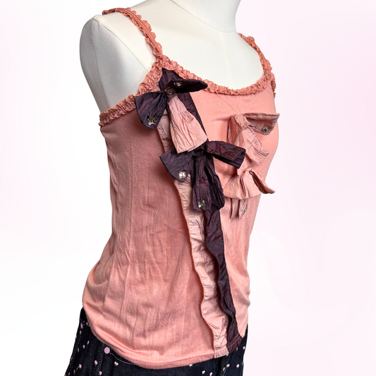 Japanese Brand 'gb private' Pink and Purple Bow Tank Top [Secondhand]