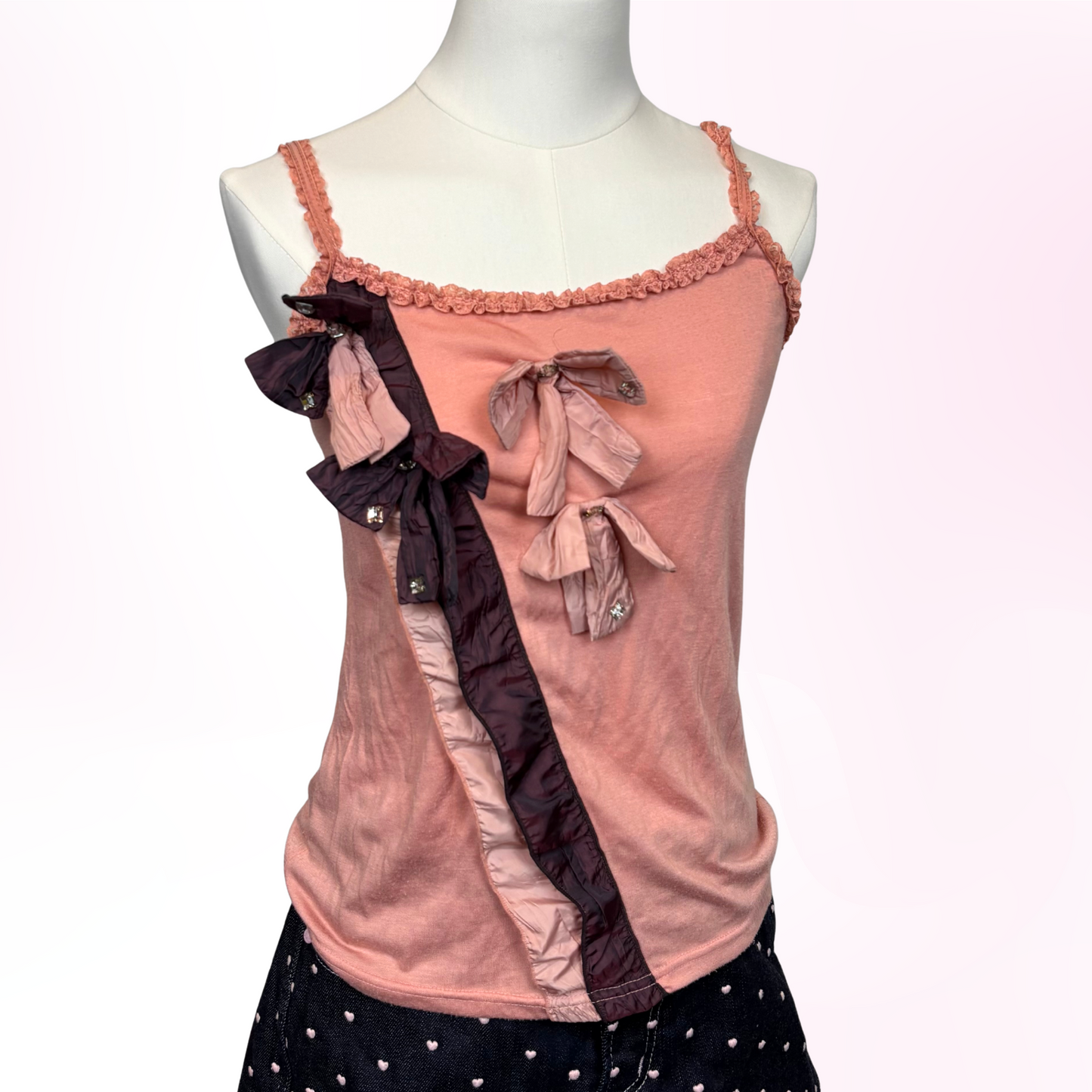 Japanese Brand 'gb private' Pink and Purple Bow Tank Top [Secondhand]