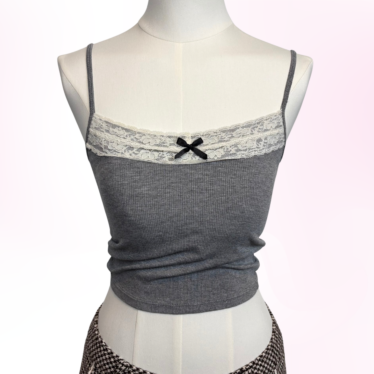 Japanese Brand Dark Grey Padded Lace Camisole [Secondhand]
