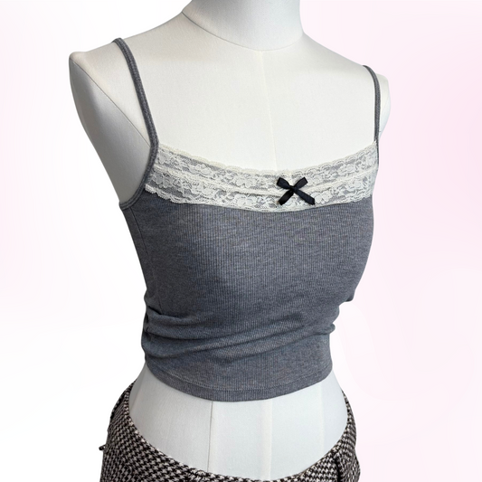 Japanese Brand Dark Grey Padded Lace Camisole [Secondhand]