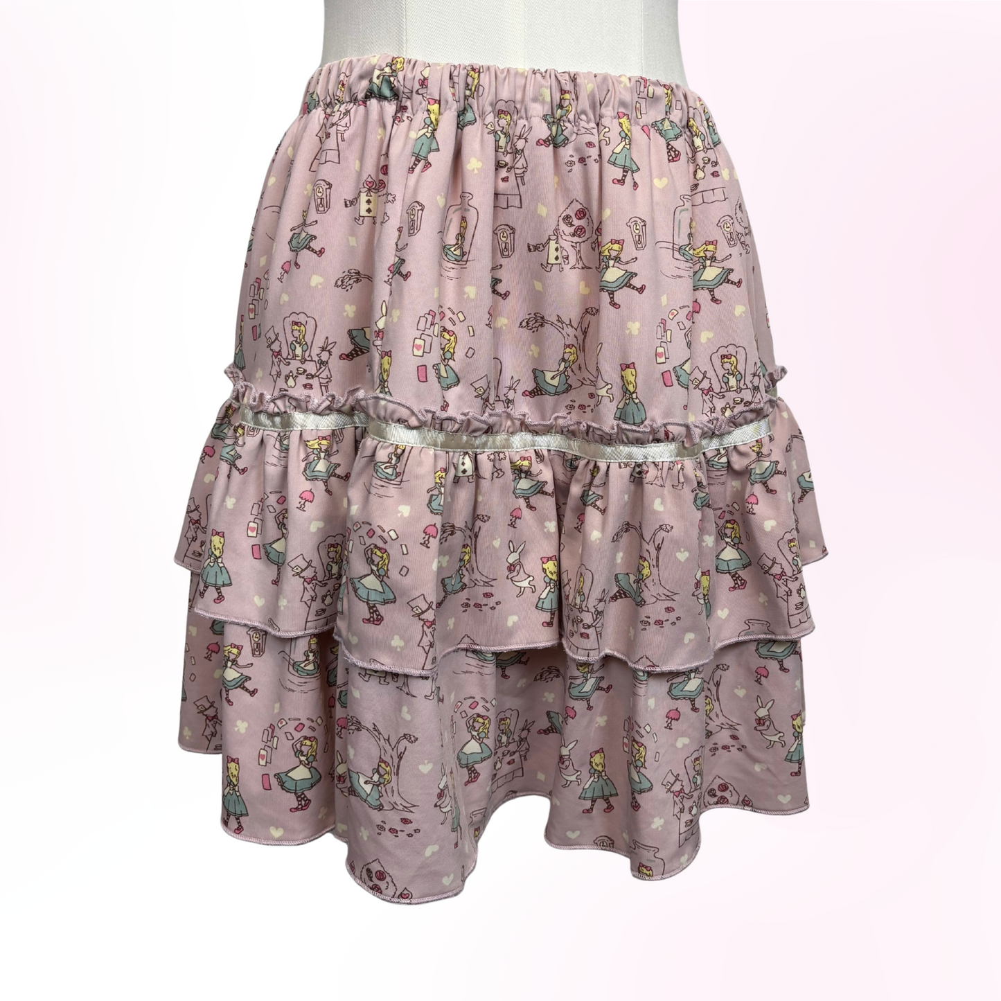 Japanese Brand 'Swimmer' Light Purple Alice in Wonderland Print Skirt [Secondhand]