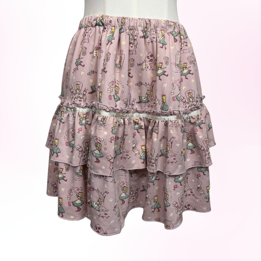 Japanese Brand 'Swimmer' Light Purple Alice in Wonderland Print Skirt [Secondhand]