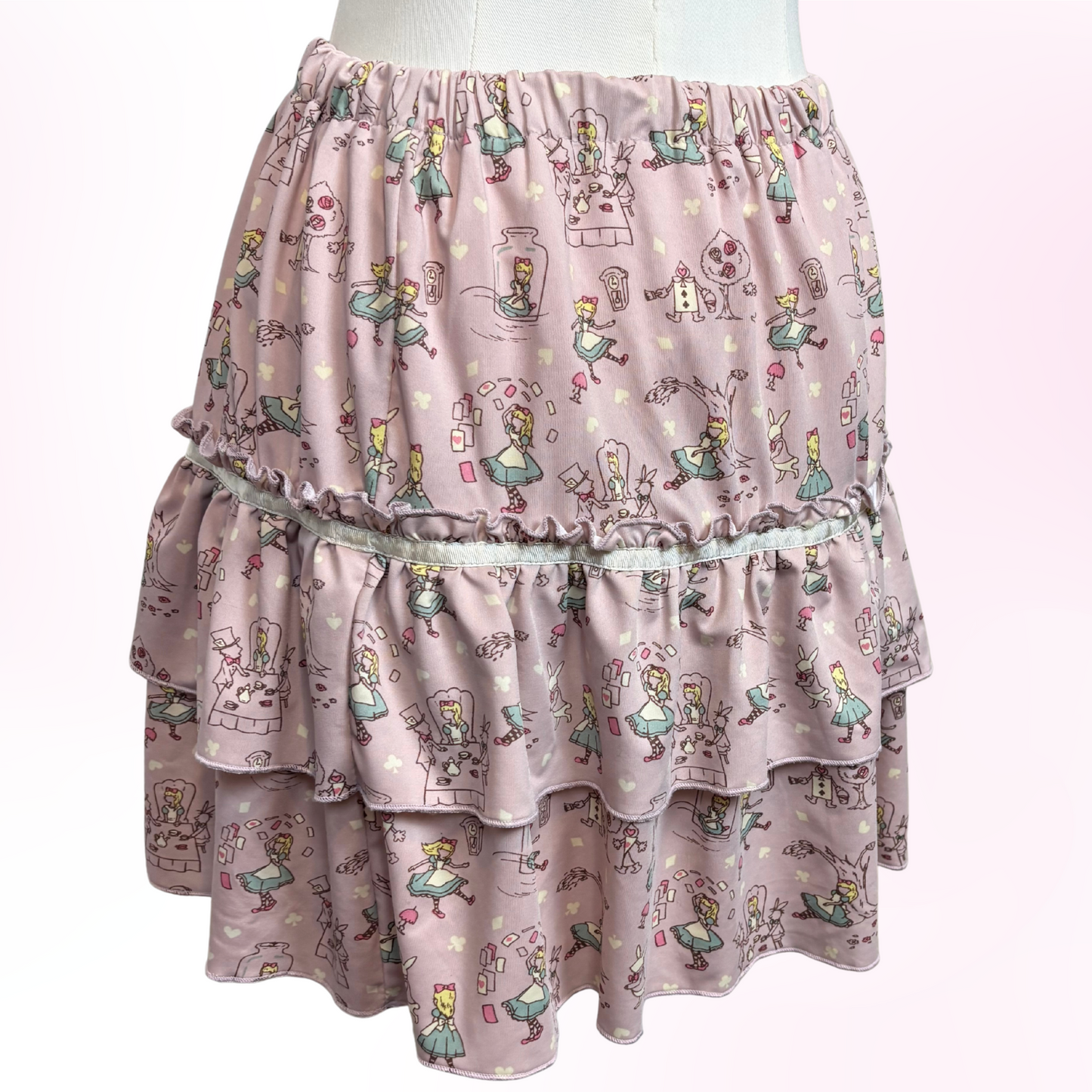 Japanese Brand 'Swimmer' Light Purple Alice in Wonderland Print Skirt [Secondhand]