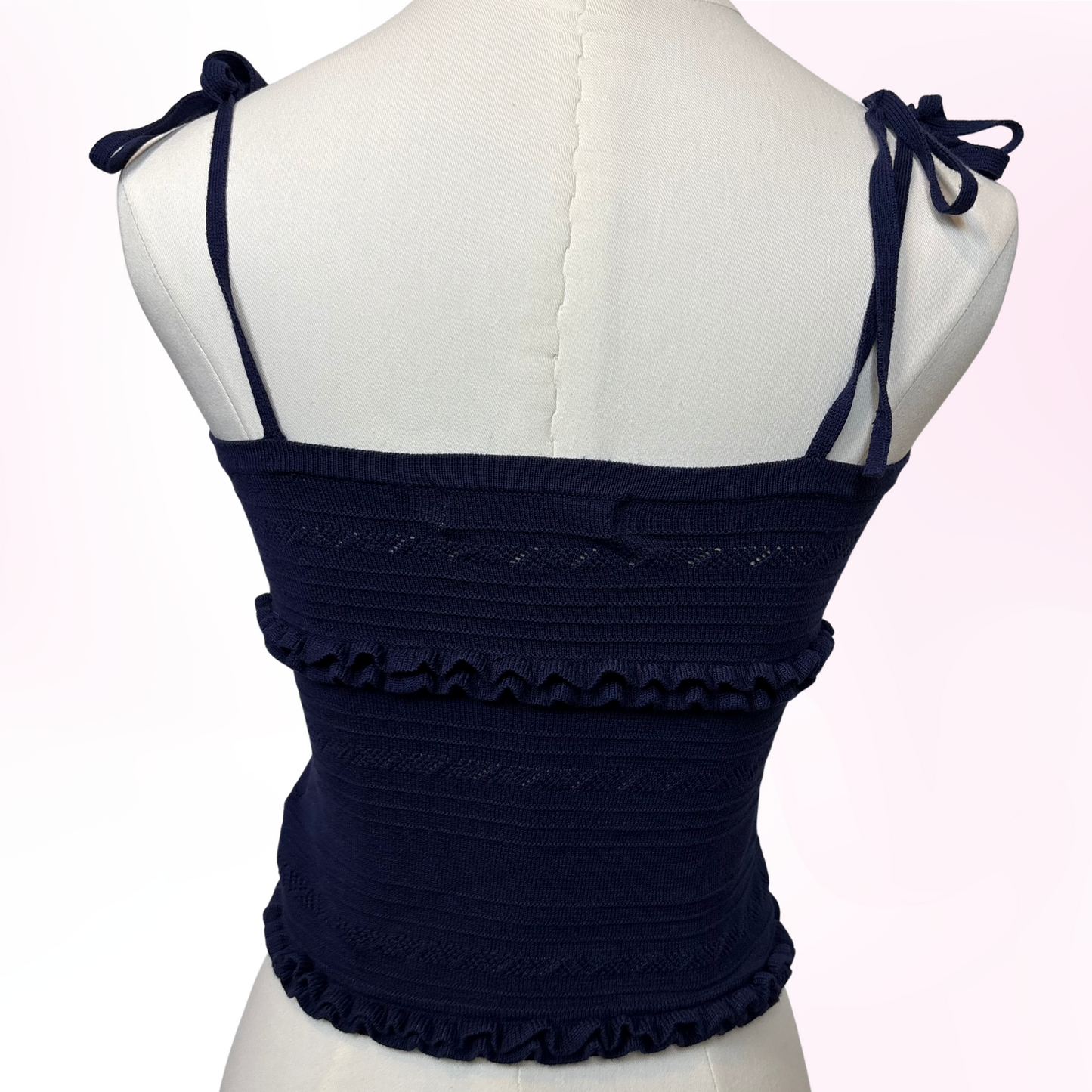 Japanese Brand 'Lily Brown' Dark Blue Knit Ruffle Camisole [Secondhand]