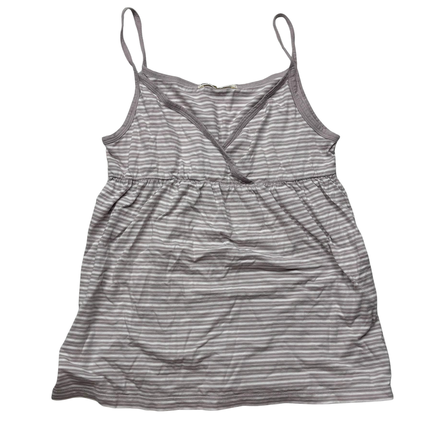Japanese Brand Ehka Sopo by S.M2 Grey and White Striped Babydoll Tank top [Secondhand]