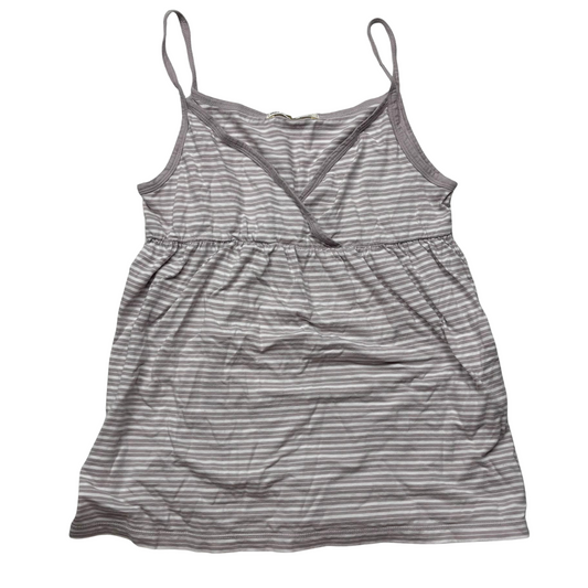 Japanese Brand Ehka Sopo by S.M2 Grey and White Striped Babydoll Tank top [Secondhand]