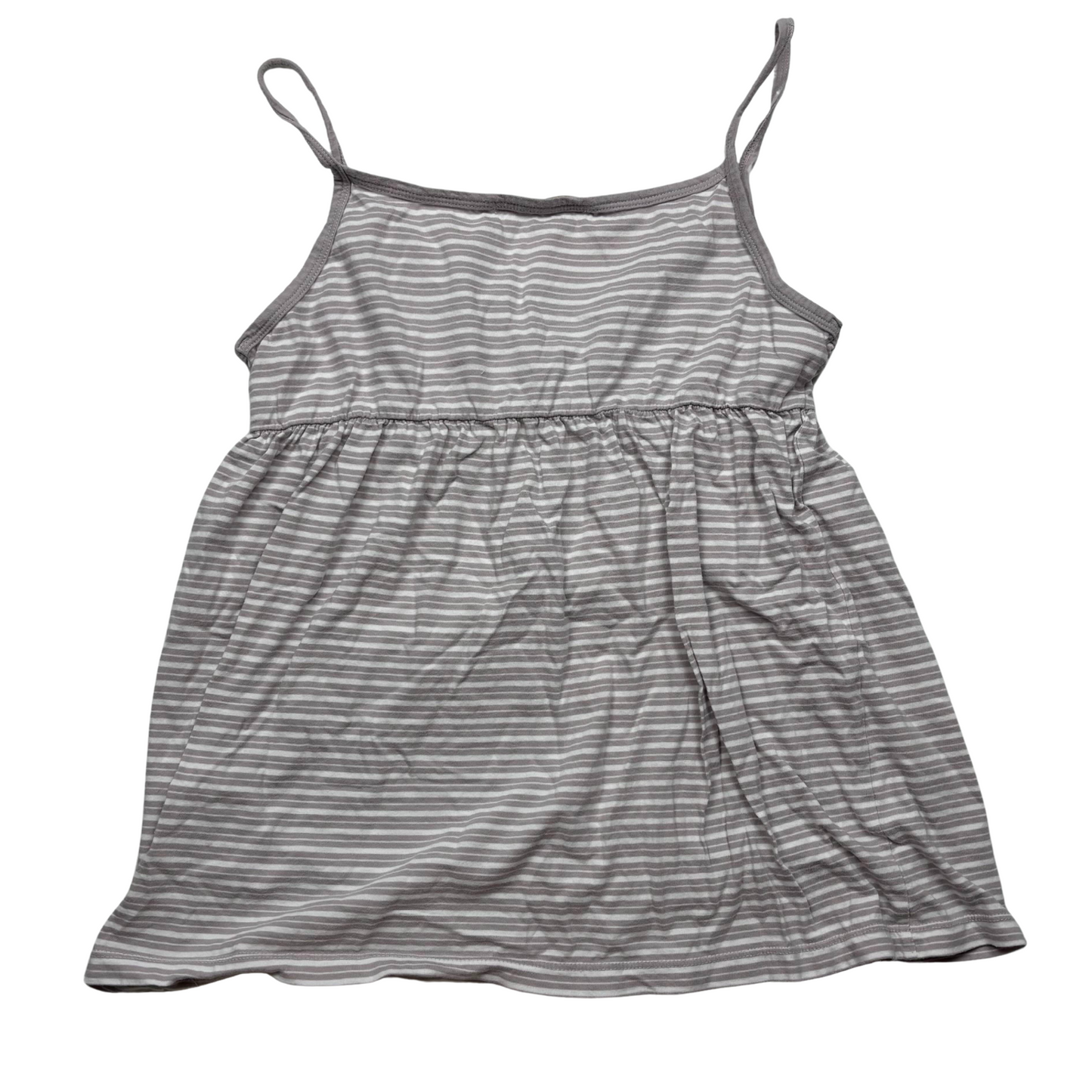 Japanese Brand Ehka Sopo by S.M2 Grey and White Striped Babydoll Tank top [Secondhand]