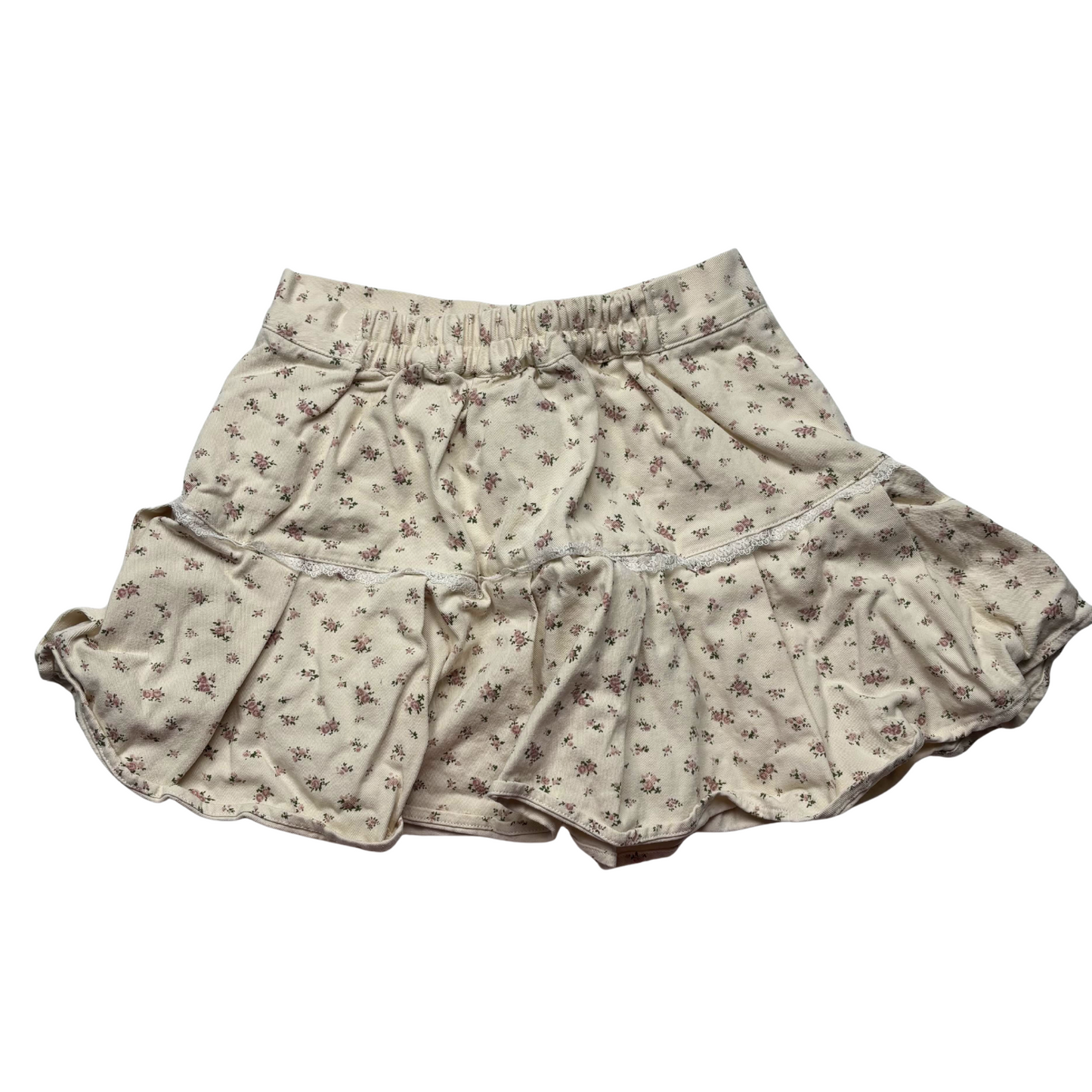 Japanese Brand Apres Jour Cream Floral Denim Pleated Skirt [Secondhand]
