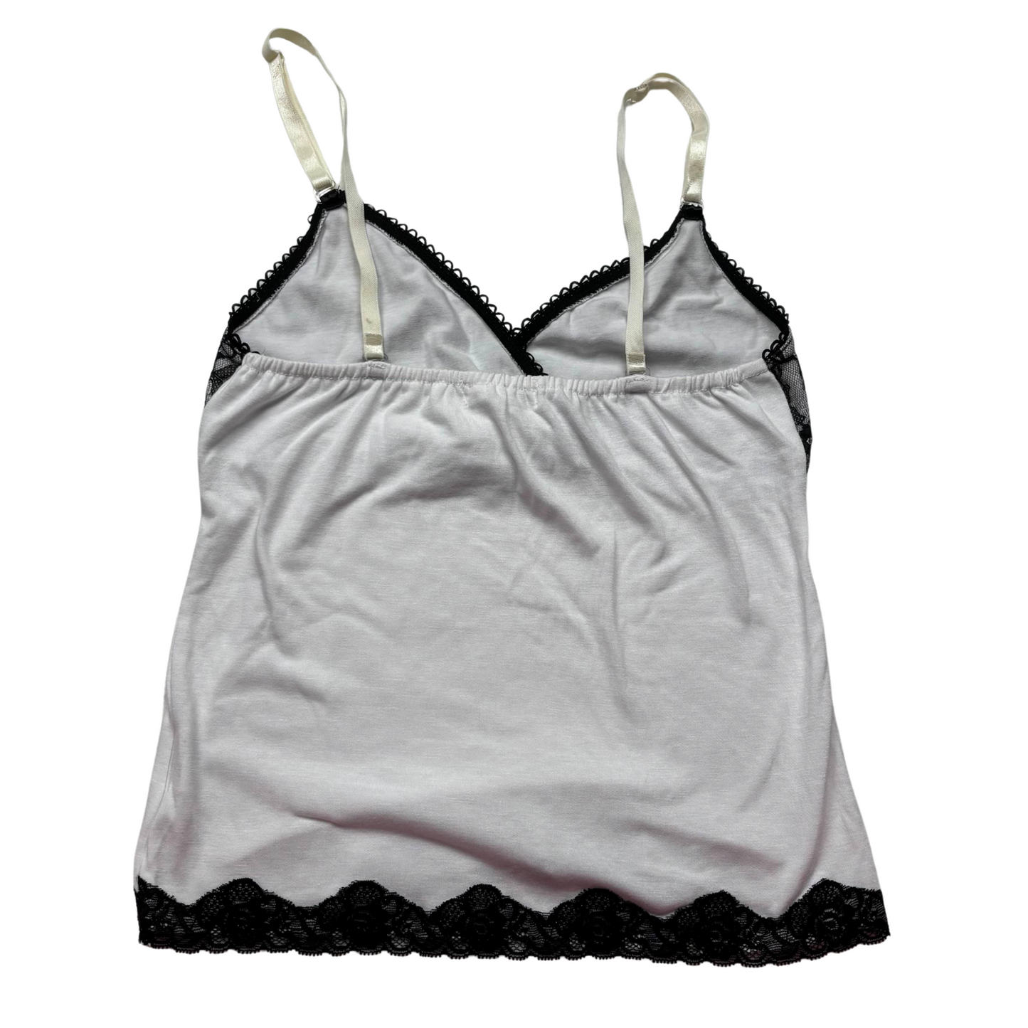 Japanese Brand 'Donna Rac'y' Black & White Floral Lace Tank Top [Secondhand]