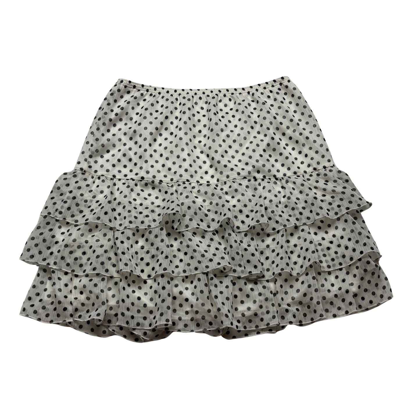 Japanese Brand L'est Rose White & Black Tiered Ruffle Chiffon Skirt [Secondhand]