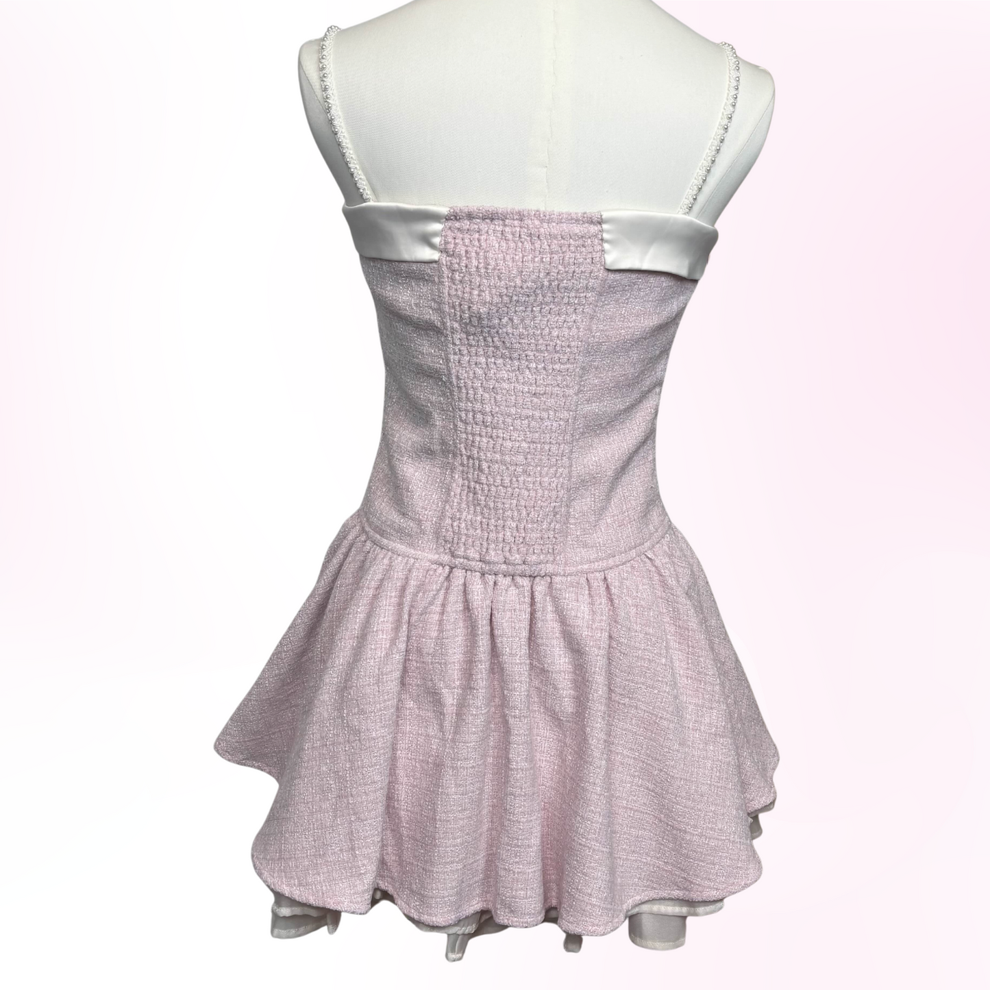 Japanese Brand 'Bobon21' Pink Tweed Ribbon Dress [NWT]