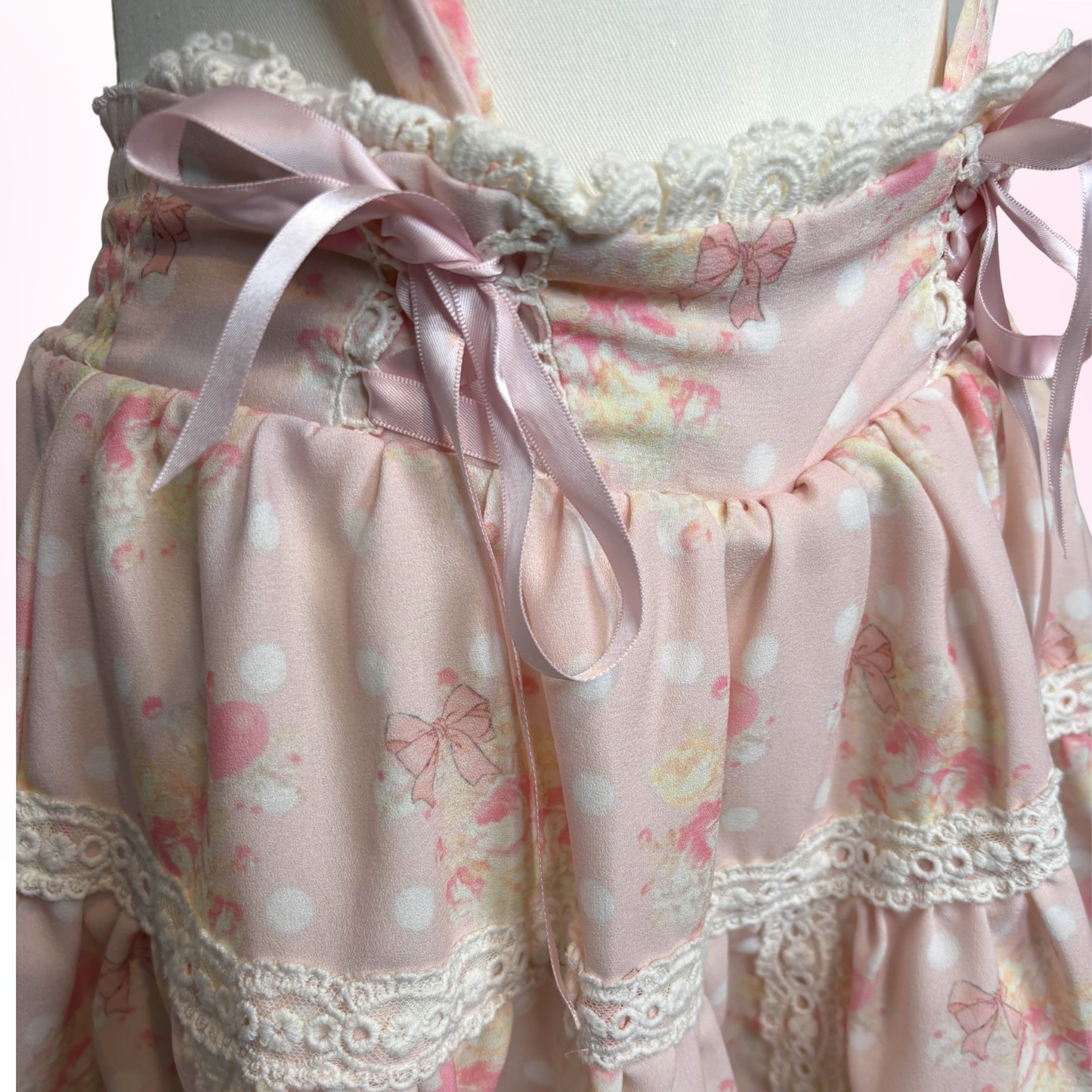 Japanese Brand 'Bobon21' Light Pink Bow JSK Bon24Hiz [Secondhand]