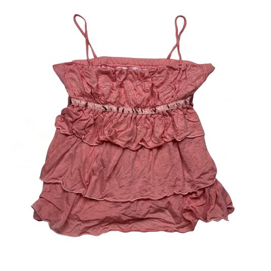 Japanese Brand Spice Riche Pink Ruffle Tank Top